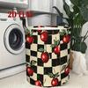 1pc Large Foldable Laundry Basket with Handle - Black & White Checkered Red Apple Hamper, Vintage Pop Art Storage Suitable for Bedroom,, Dorm - Space-
