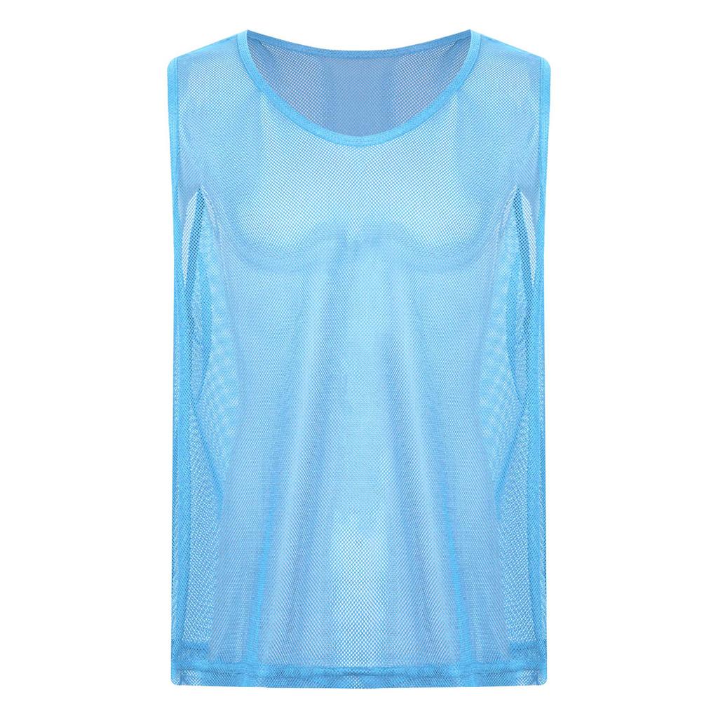 Herren Netz-Trainingsweste mit Aussparungen, Rundhalsausschnitt, Ärmellos, Tanktop, Teamsportbekleidung