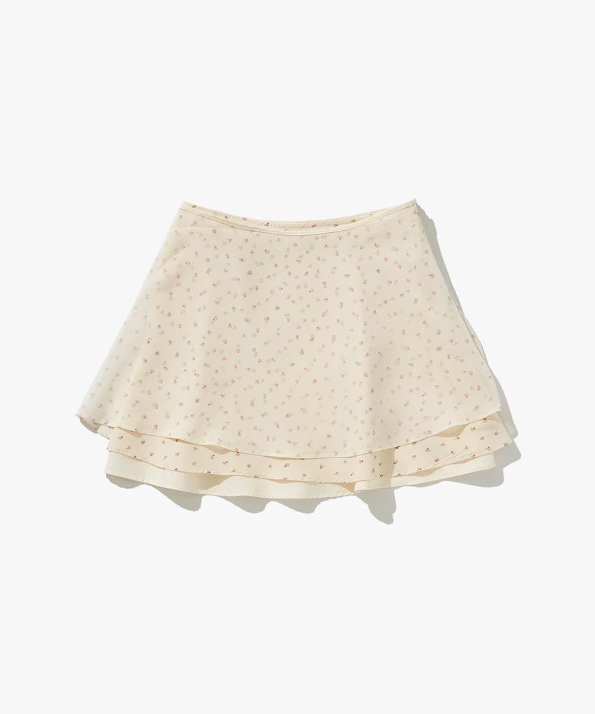 Plack Woman Layered Wrap Mini Skirt Ivory