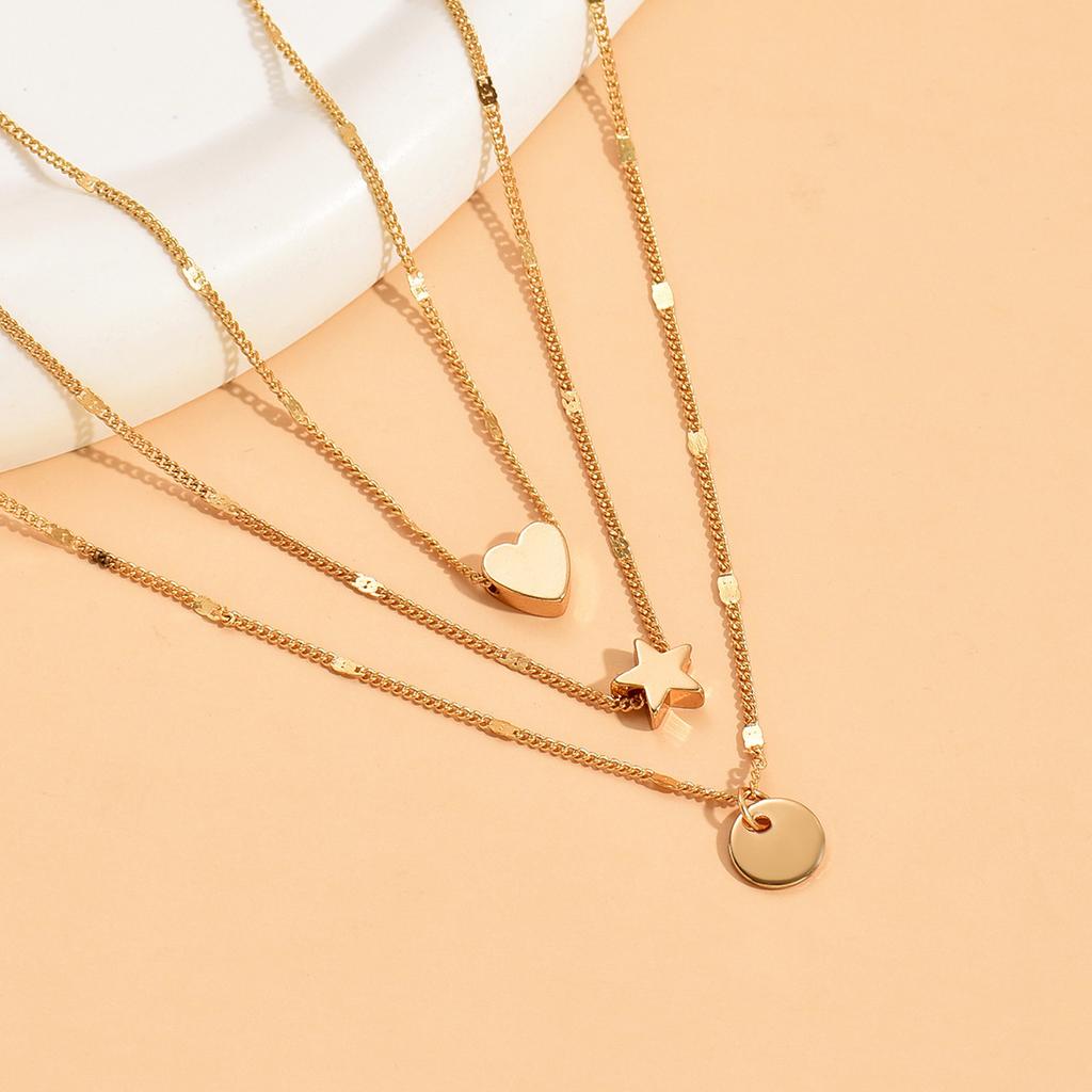 European and American new models, multi-layer stacked necklaces, simple love necklaces, pendants, star collarbone chains, women's style