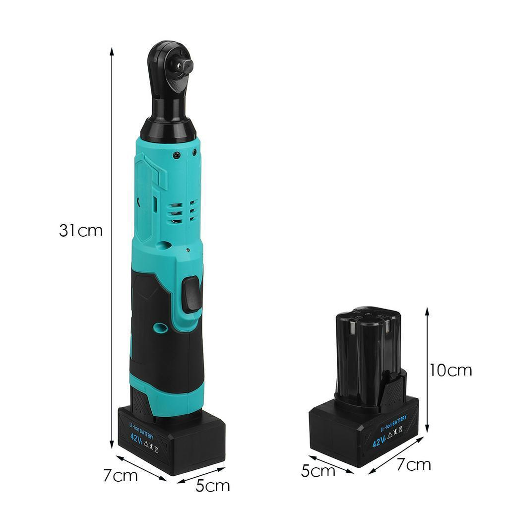 4000mAh 3/8" Electric Wrench Cordless Ratchet Rechargeable Scaffolding 90 N.m Right Angle Wrench Tool + 1/2 Battery Charger Socket Kit