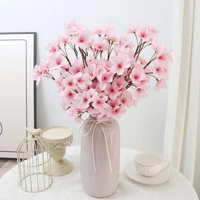 8pcs Artificial Cherry Blossom Branches - Leafless, Perfect for Home Decor & Wedding Floral Arrangements