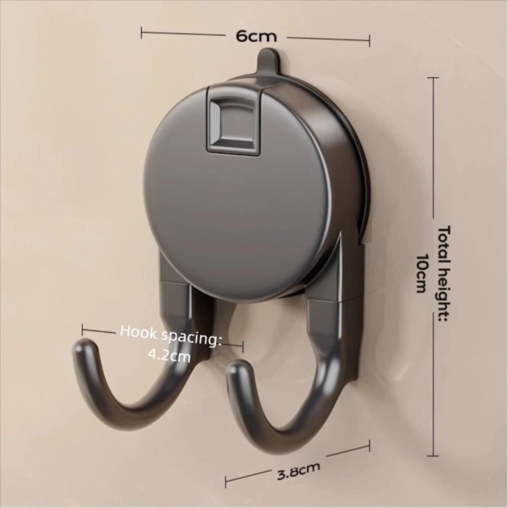 Durable No Drill Suction Cup Double Hook Wall Organizer Removable Bathroom Hooks Press Type Key Clothes Hook Home