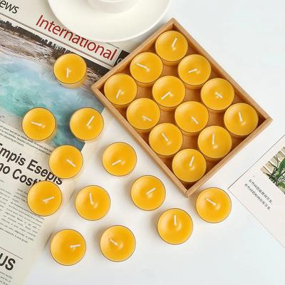12PCS/Pack Rituals Honey Candles Beeswax Tealight Candles Natural Yellow Color Christening Religious Candles