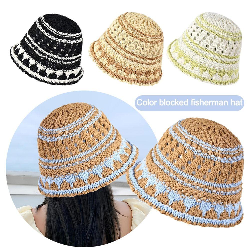 Chapeau de soleil ajouré Panama respirant Chapeau de voyage Mode Chapeau bob Été