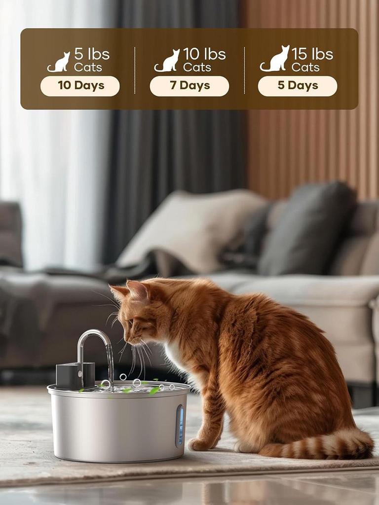 Wireless Induction Pet Water Fountain - 3.2L Infrared Stainless Steel Feeder for Cats