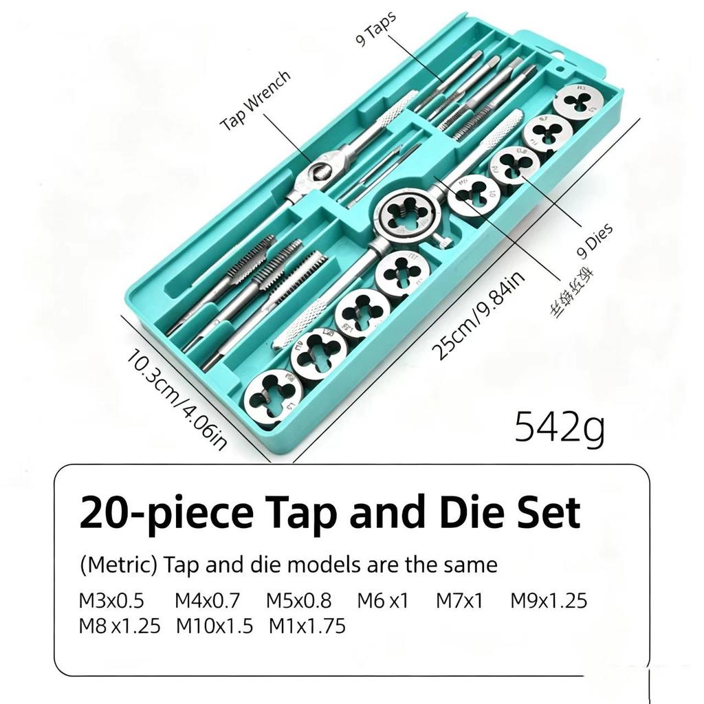 Hand Tap And Round Die Set Hardware Tools Hand Tap Wrench Tap Handle Metric Threading Tool Thread Repair Kit