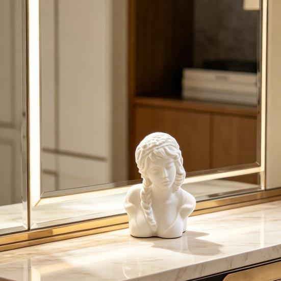 Statua Busto di Ragazza, Statuetta Testa di Ragazza Stampata in 3D con Occhi Chiusi per Casa, Soggiorno, Camera da Letto, Scaffale, Scrivania