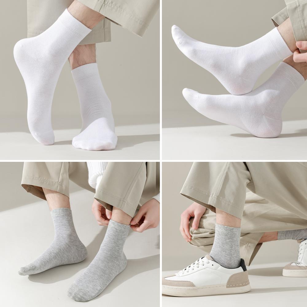 3 Pairs High Quality Casual Men's Business Socks Soft Breathable Cotton Socks Quick Drying Black White Long Sock