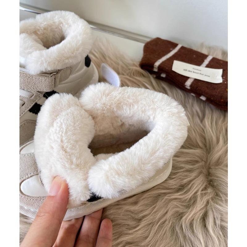 Koreanische version casual kinder schnee stiefel pelz integrierte verdickt samt baby baumwolle schuhe mädchen brot schuhe