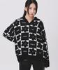 PEACE MAKER Daisy Checkerboard Polo Knit Sweater (Black)