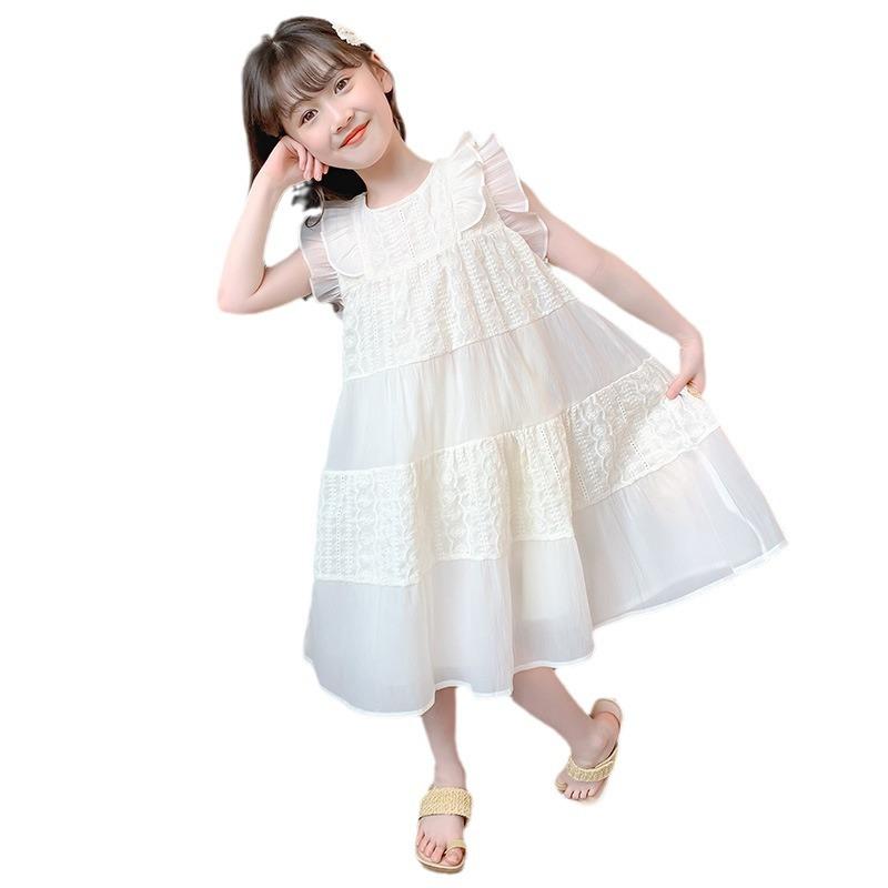 Children's Dress Summer Girls Embroidery Princess Dress Clothing Sleeveless Baby Kids Simple Style Fairy Dress