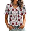 Women's Casual Christmas Printed Short Sleeve T-Shirt for Holiday and Everyday Wear
