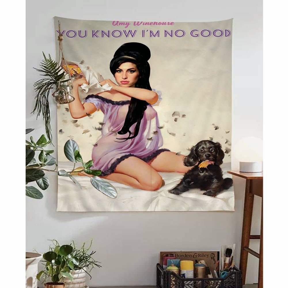 Amy WWinehouse Music Singer Movie Tapestry Art Printing Japanese Wall Tapestry Anime Wall Hanging Home Decor