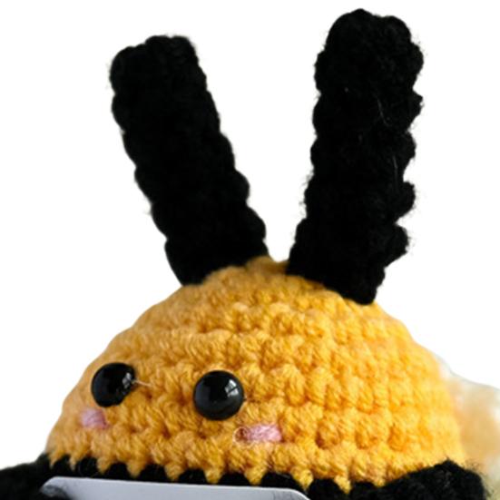 Positive Crochet Bee Doll with Encouraging Card Emotional Support Handmade Knitting Honeybee Animal Toy Decoration Ornament Kids Adults Birthday Gift
