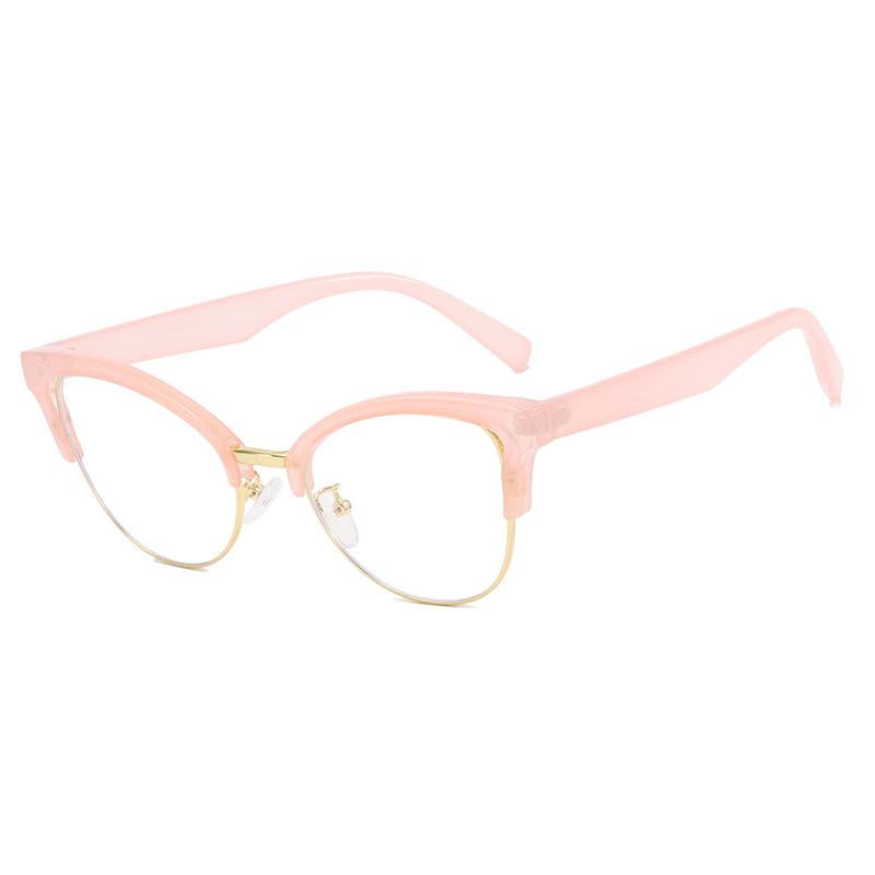 Fashion Cat Eye Shape Plain Eyeglasses for Women Pc Frame Eyeglasses for Party Eyeglasses Metal Half Framed Glasses Clear Lens Eyeglasses