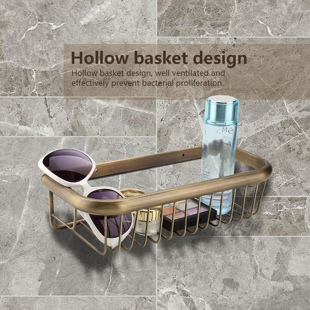 30cm Solid Copper Shower Basket Bath Soap Shampoo Storage Holder Wall Mount Bathroom Shelf