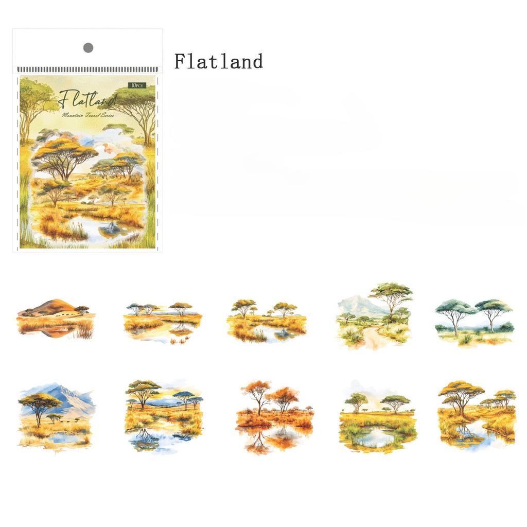 20 Stück Dekoration Retro-Landschaft Hintergrund Berg Hintergrund Scrapbooking PET-Aufkleber Reise Schreibwaren Aufkleber