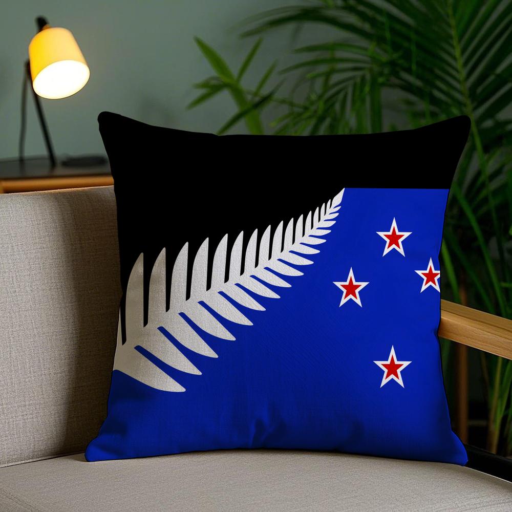 New Zealand Kiwi Flag Cushion Cover Plush Fabric Soft Double-Sided Printed Invisible Zipper Sofa Pillow Case Home Decor