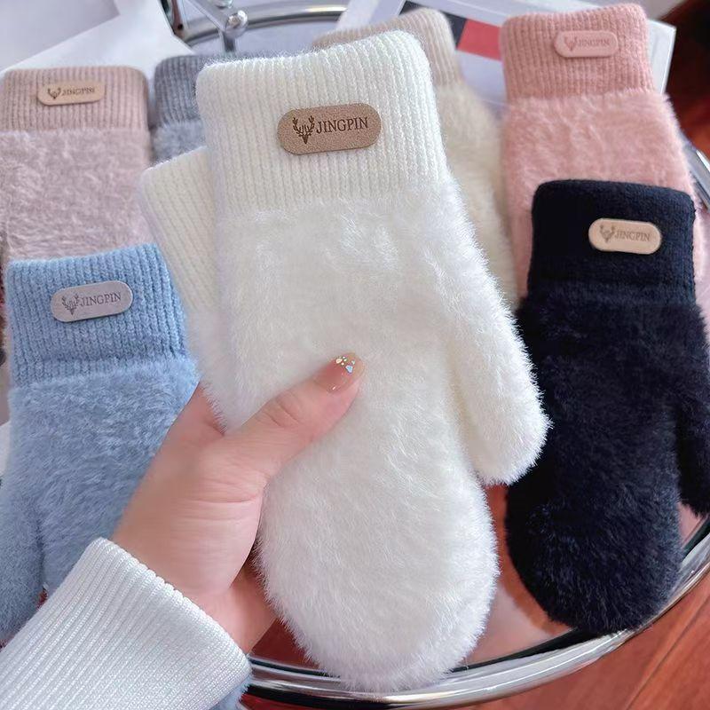 Pack finger winter ins cycling cute Korean version velvet thickened cold-proof woman