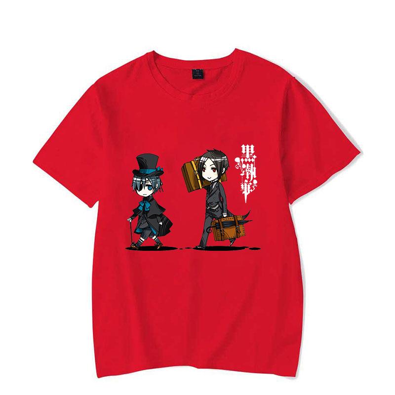New Anime Black Butler Sebastian Michaelis Ciel Phantomhive Cartoon Print Short Sleeves Jesus Round Neck Men Woman T-Shirt