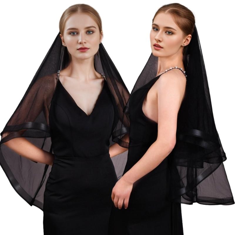 Sheer Veil Bridal Veil Bride To Be Gift, Bridal Shower, Wedding Black Veil
