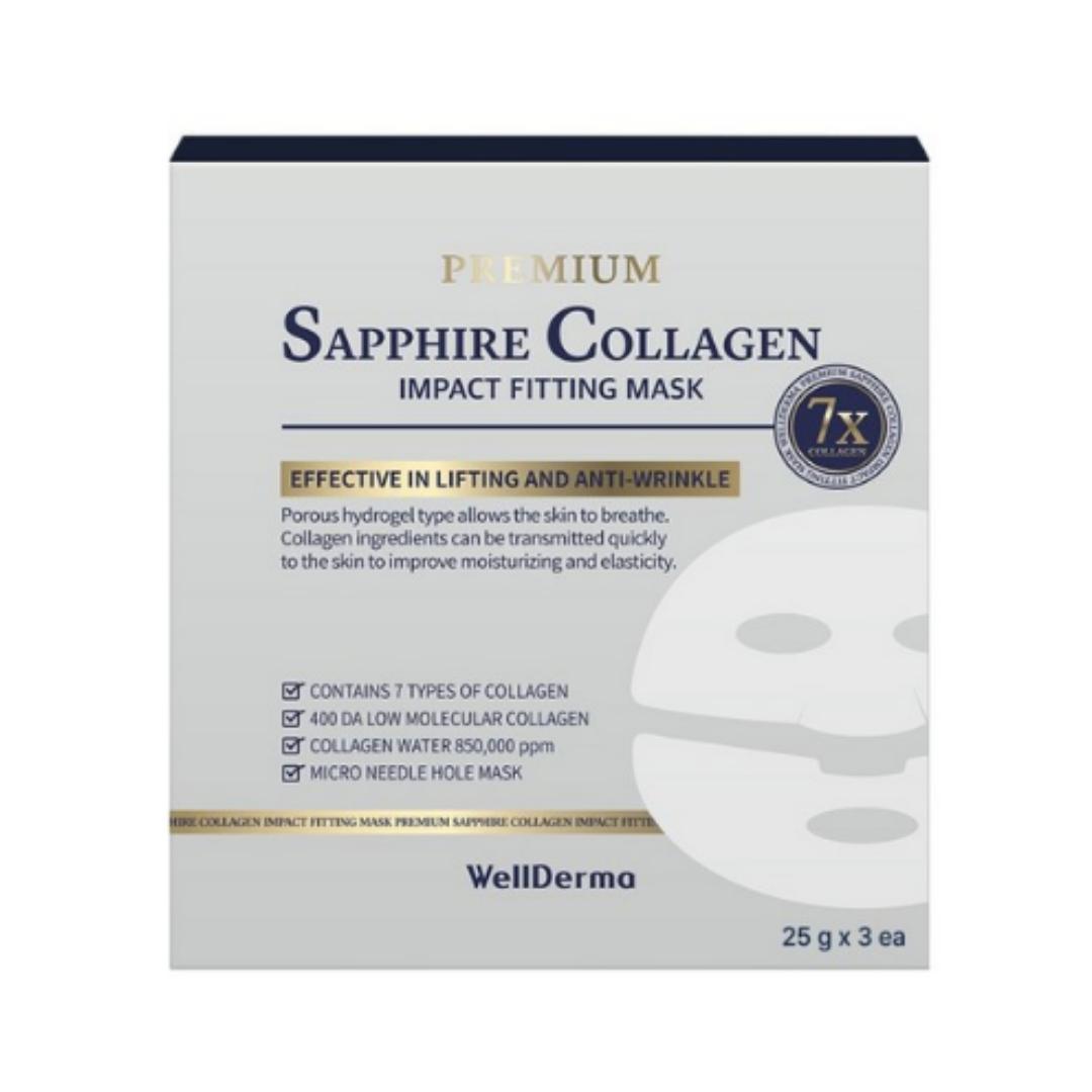 

Wellderma Premium Sapphire Collagen Impact Fitting Mask — 25 g × 3 sheets — 1 set