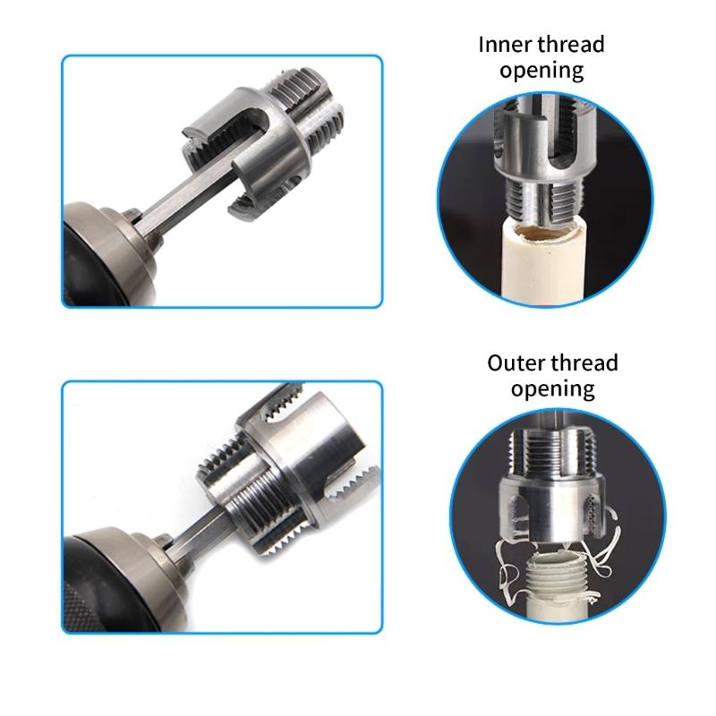 1/2'' 3/4'' Water Pipe Thread Opener Internal External Integrated Water Pipe Wire Opener For Electric Drill