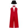 Girls Jazz Dance Costume Metallic Patchwork Jumpsuit Rhinestone Color Block Sleeveless Bodysuit with Felt Hat