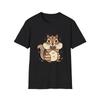Cute Chipmunk Hearts Acorn Black Graphic Tee Kawaii Animal T-Shirt