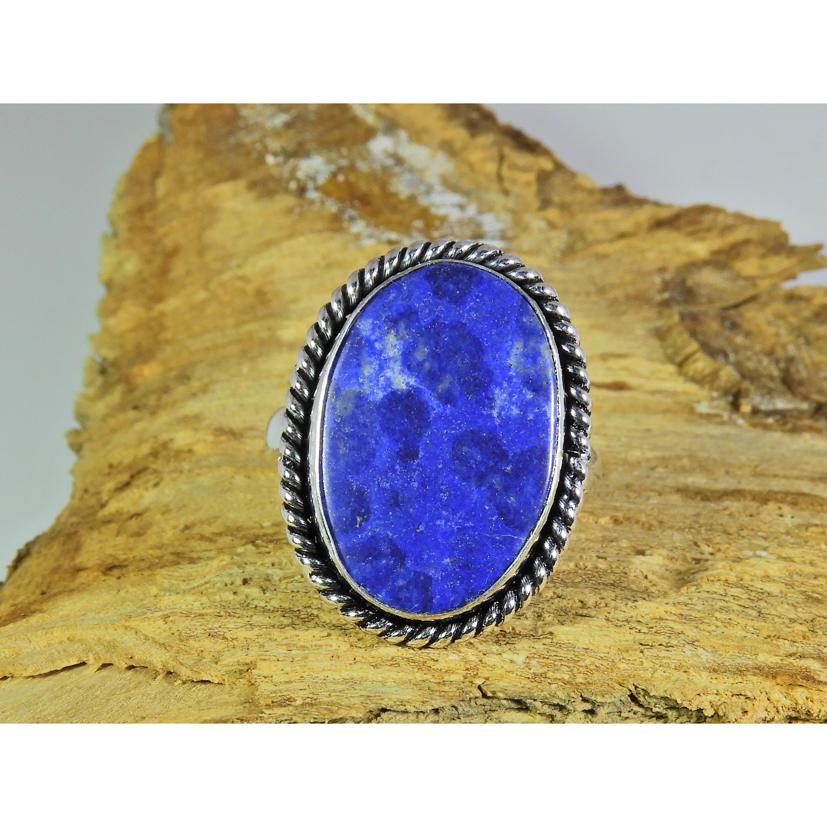 

Natural Lapis Lazuli 925 Solid Sterling Silver Ring Size US-8.5 PG-48