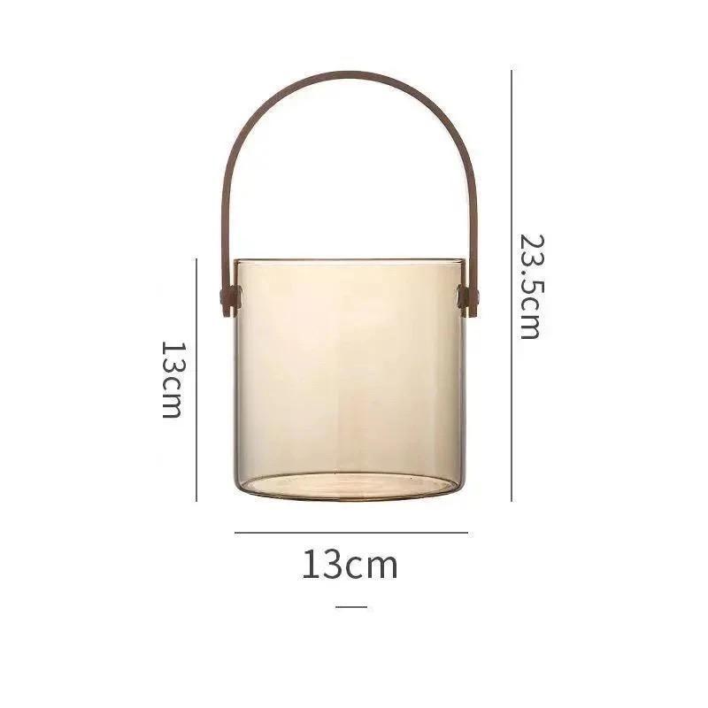 

Переносная прозрачная стеклянная тарелка для фруктов | Ведро для ледяного вина | Салатница | Корзина для хранения закусок с деревянной ручкой Small-B