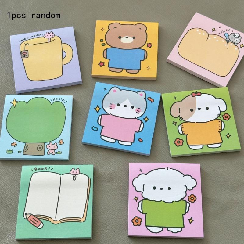 

Kawai Stationery Cute Green Sticky Note Cartoon Healing Hand Painted Note Pad for Student Office School Supplies Lovely Memo Pad