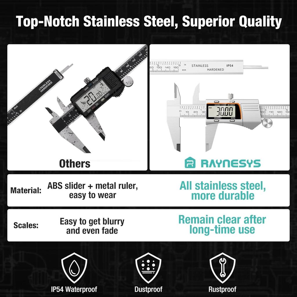 Digital Caliper 12 inch 300mm Micrometer Caliper All Stainless Steel Electronic Diameter Measuring Tool with Large LCD Screen for
