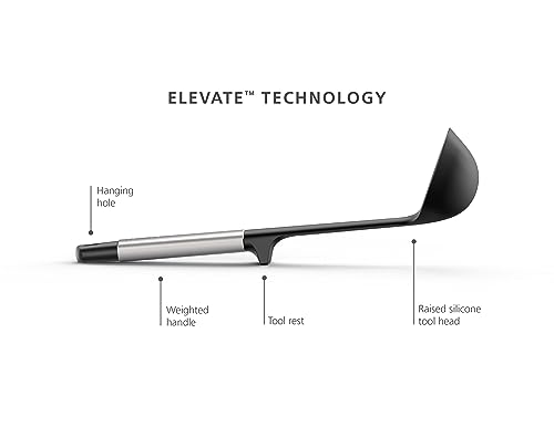 Joseph Joseph Elevate Silicone Ladle Spoon, BPA-Free, Heat-Resistant Non-Stick Kitchen Utensil with Weighted Stainless Steel Handle [Authentic] 10572