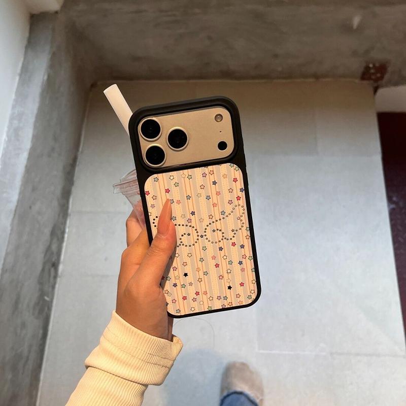 Korean INS Colorful Stars Wings Grid Advanced Phone Case For iPhone 17 Air 16 15 14 12 13 11Pro Max Plus Anti Drop Protect Cover