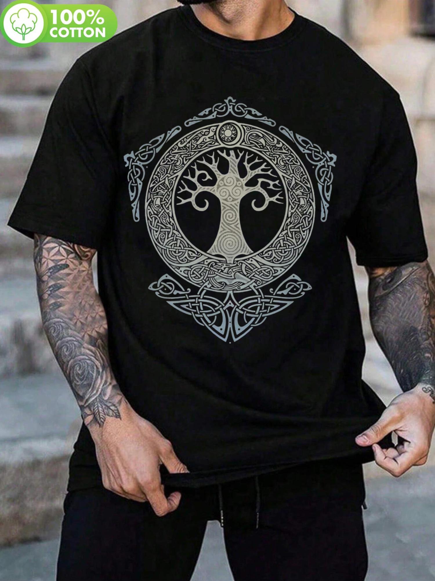 

Casual Cotton T-shirt with Unique Tree Design - Short Sleeve XXL