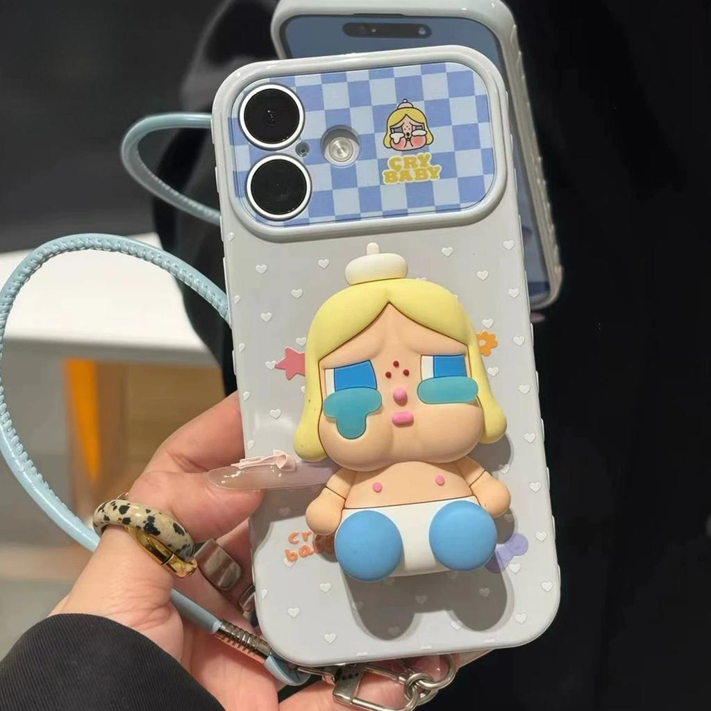 Three-dimensional Doll Mobile Phone Case, Cute Cartoon Flip Window Protective Case, Girl Anti-drop Soft Case with Lanyard