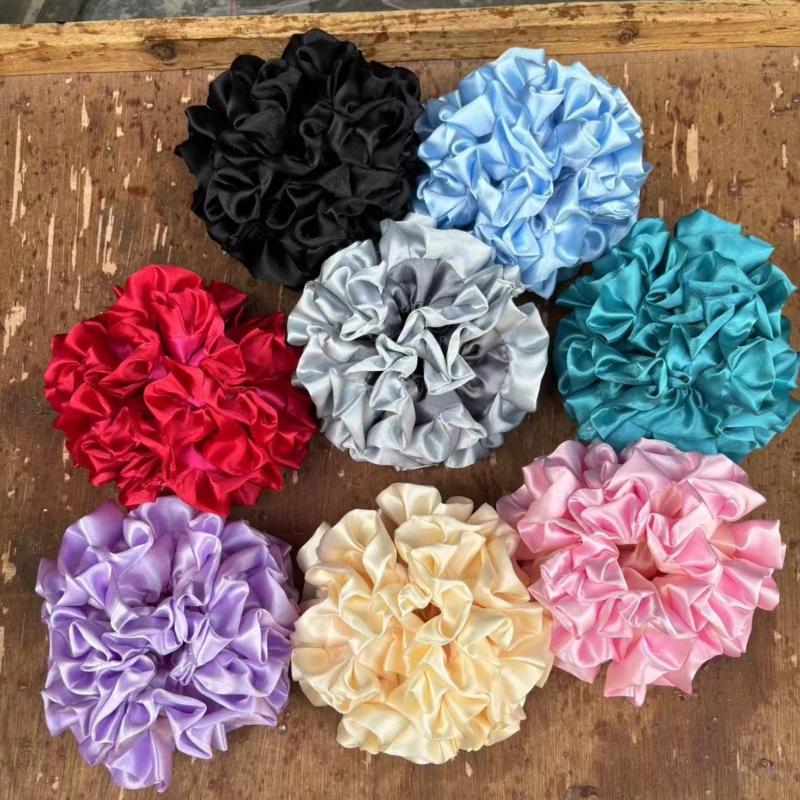 Silk Feeling Hair Tie Flower Ruched Hair Catch Hair Holder Scrunchies Hair Rope