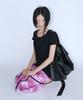 Teensy Hollow Drape Belted Hobo Bag (Black)