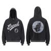 Sweat à capuche imprimé Ange Saint Michel Hommes Femmes Streetwear Américain Sweat-shirt à enfiler délavé Coupe décontractée ample