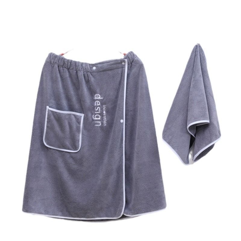 Serviette de bain absorbante pour hommes, serviette de bain à séchage rapide avec boucle sécurisée et poche pour salle de sport, Spa, Sauna, douche