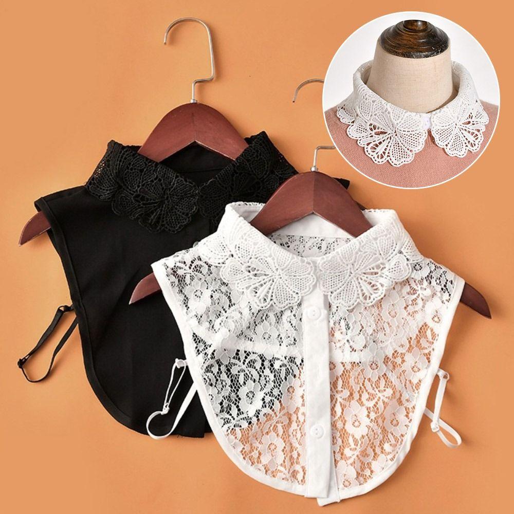 White Black False Collar Lace Lapel Half Shirt Clothes Accessory Fake Collar  Women Girls