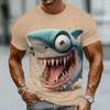 T-shirt Stampata 3D con Cartone Animato di Squalo Carino per Uomo T-shirt con Motivo di Animali Marini Moda Estiva Girocollo Manica Corta