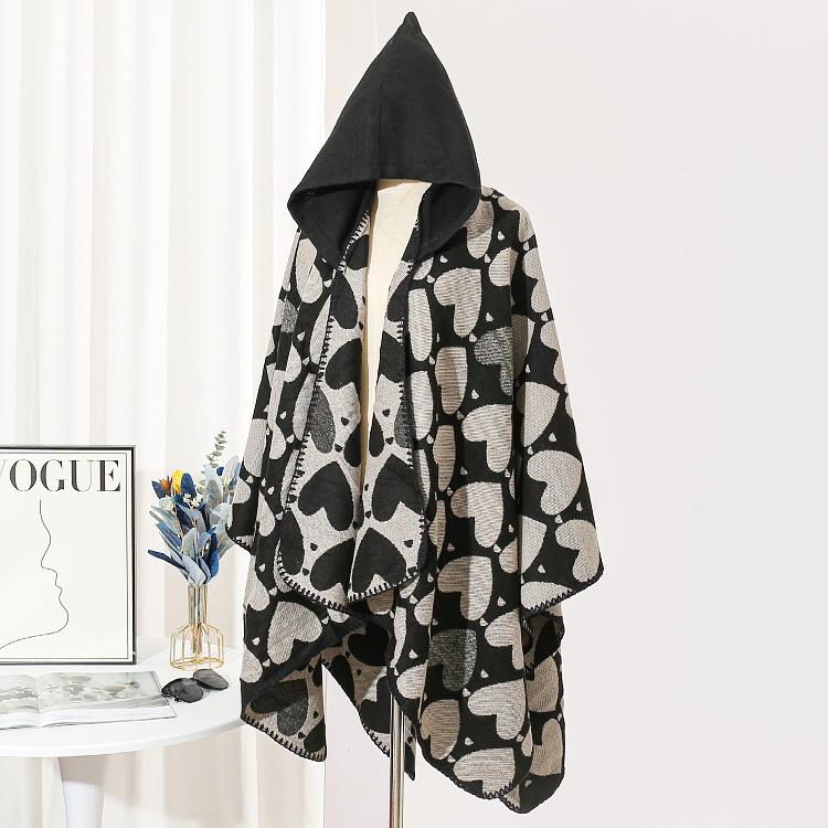 Knitted Split Shawl Thermal Hooded Cape Cape Knitted Shawl Women