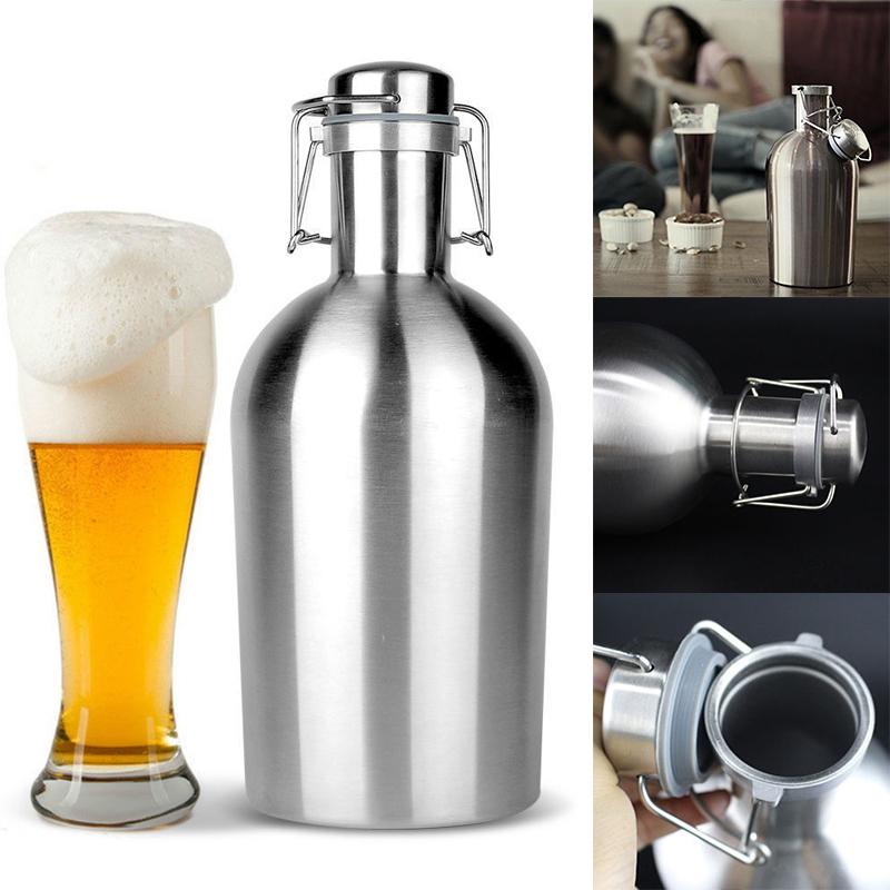 64oz nerezová ocelová pivní growler Swing Top Hip Flask Ultimate 1,9L pivní láhev
