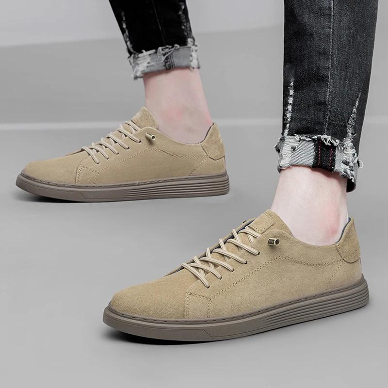 2024 Vardagliga Läderskor Herr Äkta Läder Mode Sommarsneakers Utomhus Körskor Lyxiga Träningsskor Vulkaniserade Skor