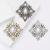Vintage Rhinestone Cross Baroque Brooches for Women Unisex Pearl Court Pins Event Funny Luxury Gifts New Year Friends Decoration
