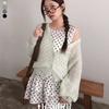 The Pink Loose Fit Mesh Knit V Neck Cardigan