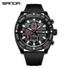 Sanda Men's Quartz Chronograph Fashion Watch with Three-Eye Dial and Calendar